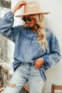 CUPSHE Nea Denim Ruched Shirt