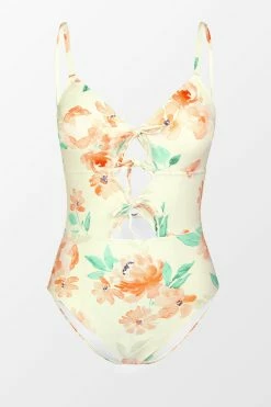 CUPSHE Relaxing Flowers Tunneled Cutout One Piece Swimsuit One Pieces