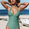 CUPSHE Denise Green Halter One Piece Swimsuit