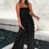 CUPSHE Demetria Square Neck Smocking Jumpsuit Clothing