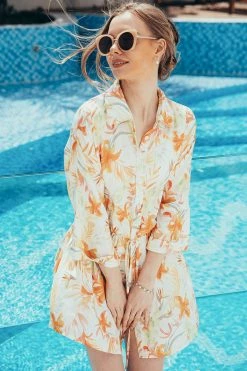 CUPSHE Clothing Aisha Leafy Shirt Collar Dress