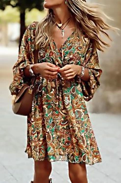CUPSHE Delightful Paisley Print Flared Sleeve A-Line Mini Dress Dresses Best Sellers