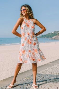 CUPSHE Kensley Halter-neck Floral A-Shape Dress