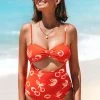 CUPSHE Sweet Cherries Bandeau Cutout One Piece Swimsuit One Pieces