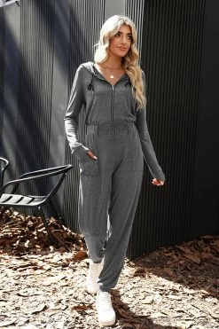 CUPSHE Just Dance Hooded Zip-Up Jogger Jumpsuit
