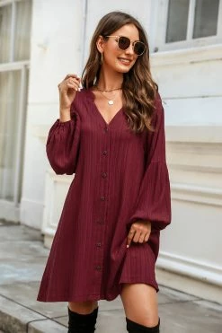 CUPSHE Clothing Crinkle Woven Button-Front Dress