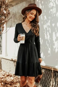 CUPSHE Clothing Magic Moments Ribbed V-Neck Mini Dress