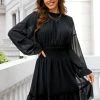 CUPSHE Lost In Paris Chiffon Balloon Sleeve Dress Clothing