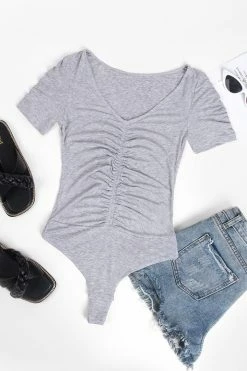 CUPSHE Clothing Breanna Ruched Short Sleeve Bodysuit