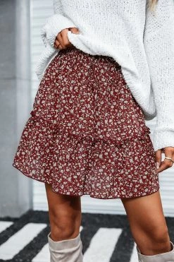 CUPSHE Avalynn Ditsy Floral Flounce Mini Skirt Clothing