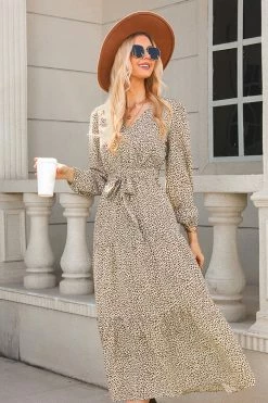 CUPSHE Vitoria Belted Leopard Print Maxi Dress
