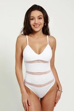 CUPSHE Clothing Emory White Fishnet Insert Bodysuit