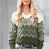 CUPSHE Lawanda Colorblock Wave-Stitch Sweater