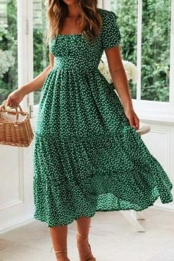 CUPSHE Aubree Bubble Sleeve Ruffle Loose Waisted A-Shape Dress Dresses Best Sellers