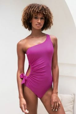 CUPSHE Juanita Pink One Shoulder Drawstring One Piece Swimsuit