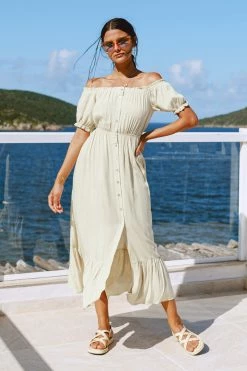 CUPSHE Trisha Button Front Ruffle Hem Dress Clothing