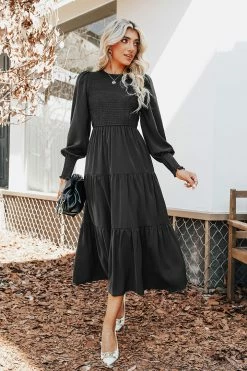 CUPSHE Ophelia Round Neck Tiered Hem Dress Clothing