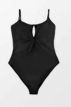CUPSHE Black Draw String Keyhole Front One Piece Swimsuit One Pieces