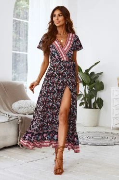 CUPSHE Kora Lace Up Ruffle Maxi A-shape Dress