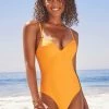 CUPSHE Lyla Yellow V-neck Thin Straps One Piece Swimsuit One Pieces