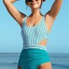 CUPSHE One Pieces Jenna Stripe Cut Out Ruched Tummy Control One Piece Swimsuit