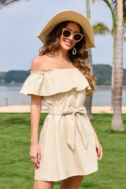 CUPSHE Marlene Ruffle Off Shoulder Tie Waist Dress