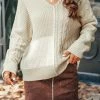 Deals โ๏ธ CUPSHE Freddie Cable Knit Two-Tone Striped Sweater ๐ 2 CUPSHE Freddie Cable Knit Two-Tone Striped Sweater