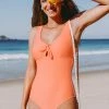 New 🥰 CUPSHE Amara Orange Lace Up Tie One Piece 🩱 Swimsuit One Pieces 🧨 2 CUPSHE Amara Orange Lace Up Tie One Piece Swimsuit One Pieces