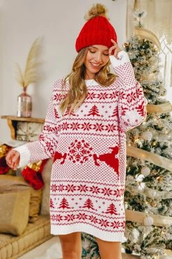 CUPSHE Clothing Dear Santa Fair Isle Sweater Dress