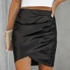 CUPSHE WeCare Vegan Leather Ruched Mini Skirt Clothing