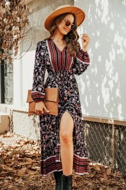 CUPSHE Avila Paisley Floral Long Sleeve Maxi Dress
