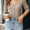 CUPSHE Enrica Ribbed Henley Bodysuit Clothing