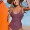CUPSHE Release Happiness Ruched Tie Back One Piece Swimsuit