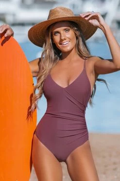 CUPSHE Release Happiness Ruched Tie Back One Piece Swimsuit