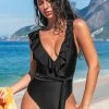 Coupon ๐ CUPSHE One Pieces Paluma Black Ruffled Plunge One Piece ๐ฉฑ Swimsuit ๐ 2 CUPSHE One Pieces Paluma Black Ruffled Plunge One Piece Swimsuit