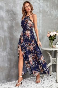 CUPSHE Hermine Halter Neck Elastic Waist Slip Dress