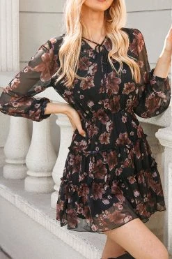 Cheapcupshe Store 13 CUPSHE Ressie Floral Print Chiffon Dress