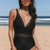 CUPSHE Tempest Plunge Mesh One Piece Swimsuit