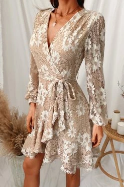 CUPSHE Clothing Terra Belted Tassel Bubble Sleeve Dress