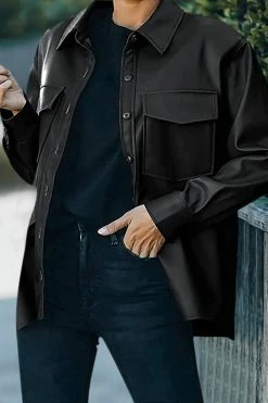 CUPSHE Clothing Looking Up Faux Leather Jacket