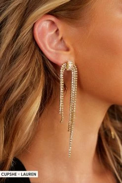 CUPSHE Clothing Spotlight Rhinestone Box Chain Duster Earrings