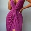 CUPSHE Clothing Roman Holiday Plunging V-Neck Ruched Maxi Dress