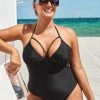 CUPSHE One Pieces Kacie Black Cut Out Black Plus Size One Piece Swimsuit