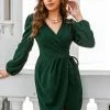 CUPSHE Vonda Belted Ribbed Wrap Dress