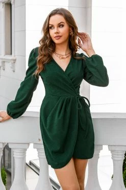 CUPSHE Vonda Belted Ribbed Wrap Dress