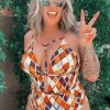 CUPSHE Geometric Print Plunging Neckline One Piece Swimsuit One Pieces