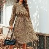 CUPSHE Ryan Leopard Print Midi Dress Clothing