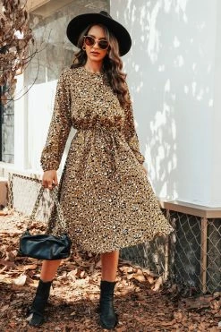 CUPSHE Ryan Leopard Print Midi Dress Clothing