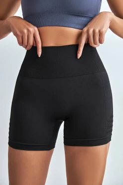 CUPSHE Clothing Orchid Black Mid Waist Biker Shorts