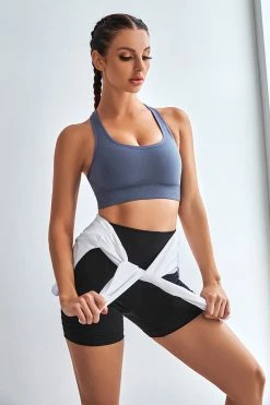 CUPSHE Clothing Orchid Black Mid Waist Biker Shorts